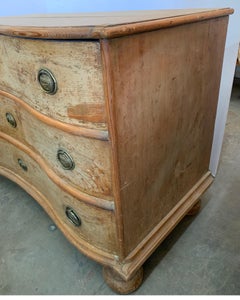 17th Century Louis XIII Pine Painted Baroque French Serpentine Commode