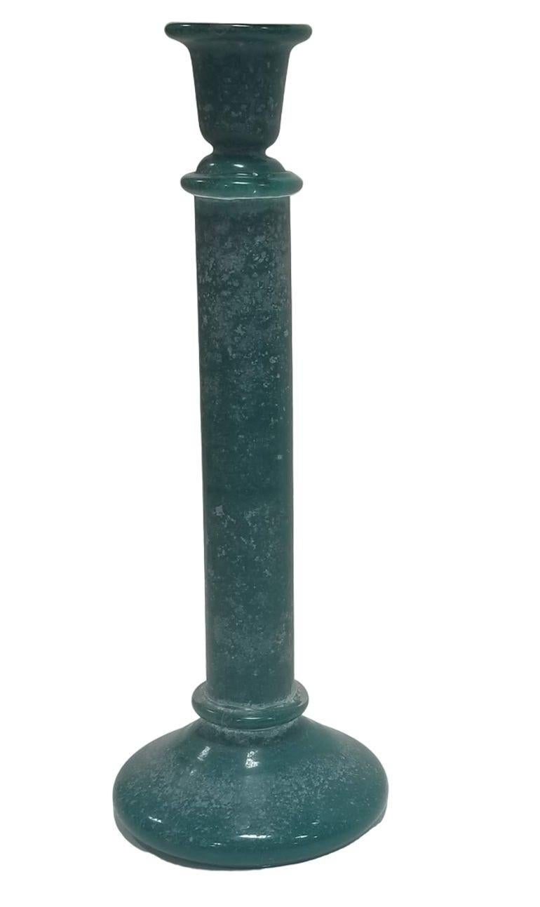 Enhance your interior decor with this charming Vintage Candlestick with Turquoise Frosted Glass texture. This delightful candle holders exudes a timeless appeal with its elegant frosted glass and beautiful turquoise hue. Perfect for adding a touch