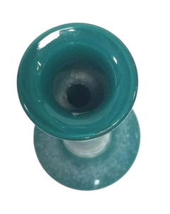 Portacandele vintage da 17" in vetro turchese smerigliato