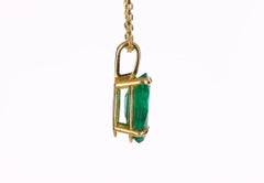 1.70-Carat 18K Emerald Solitaire Pear Cut Gold Upside Down Pendant