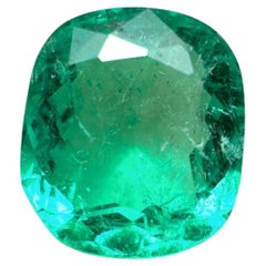 1,70 Carati 8x7 Verde Vivace Smeraldo Colombiano Taglio Cuscino Gemma Originale Maggio