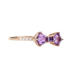 Sunita Nahata Amethyst 1.70ct. Fancy Ring in 14 Karat Rose Gold with Diamond.