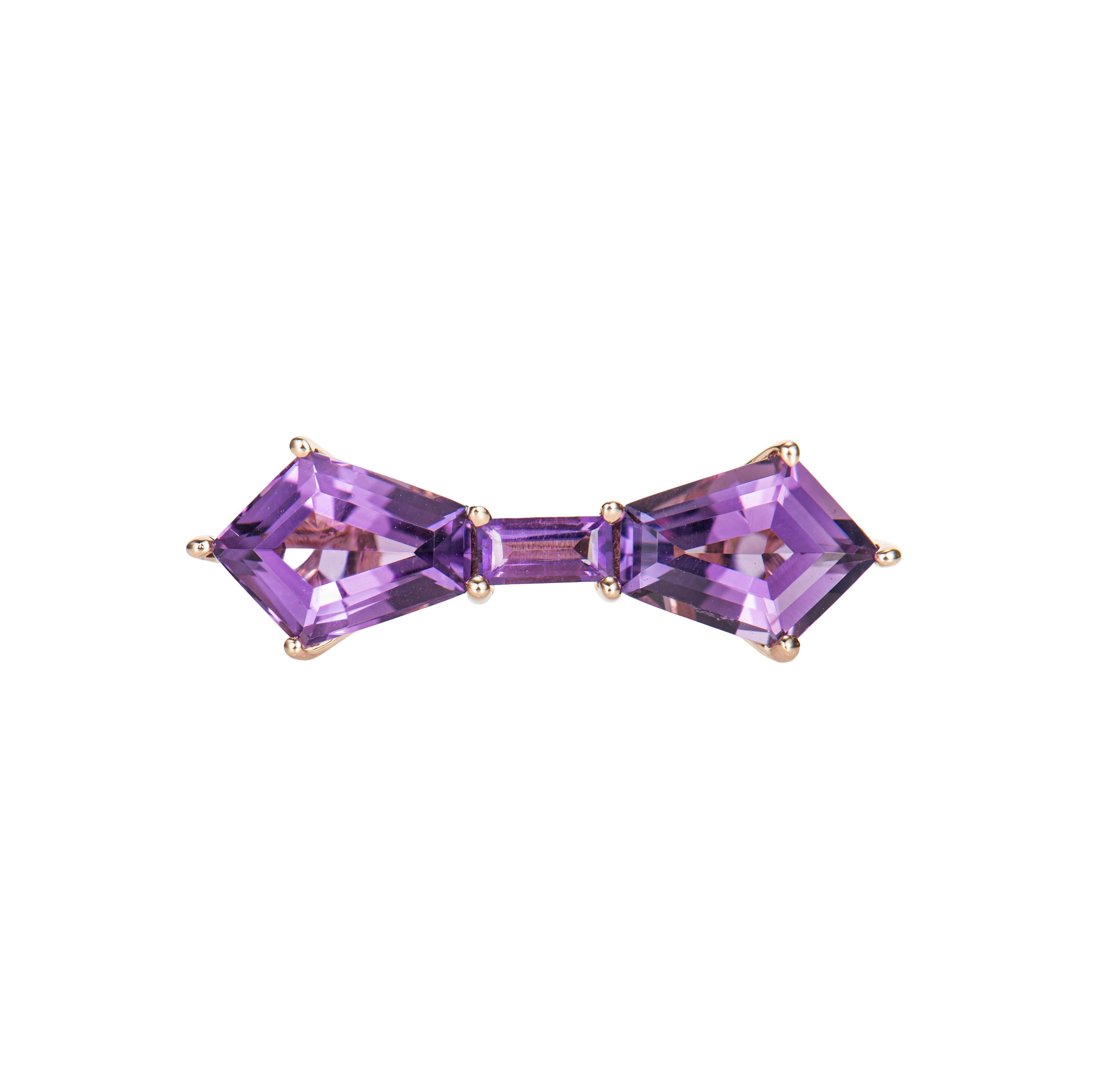 Contemporary Sunita Nahata Amethyst 1.70ct. Fancy Ring in 14 Karat Rose Gold with Diamond. For Sale