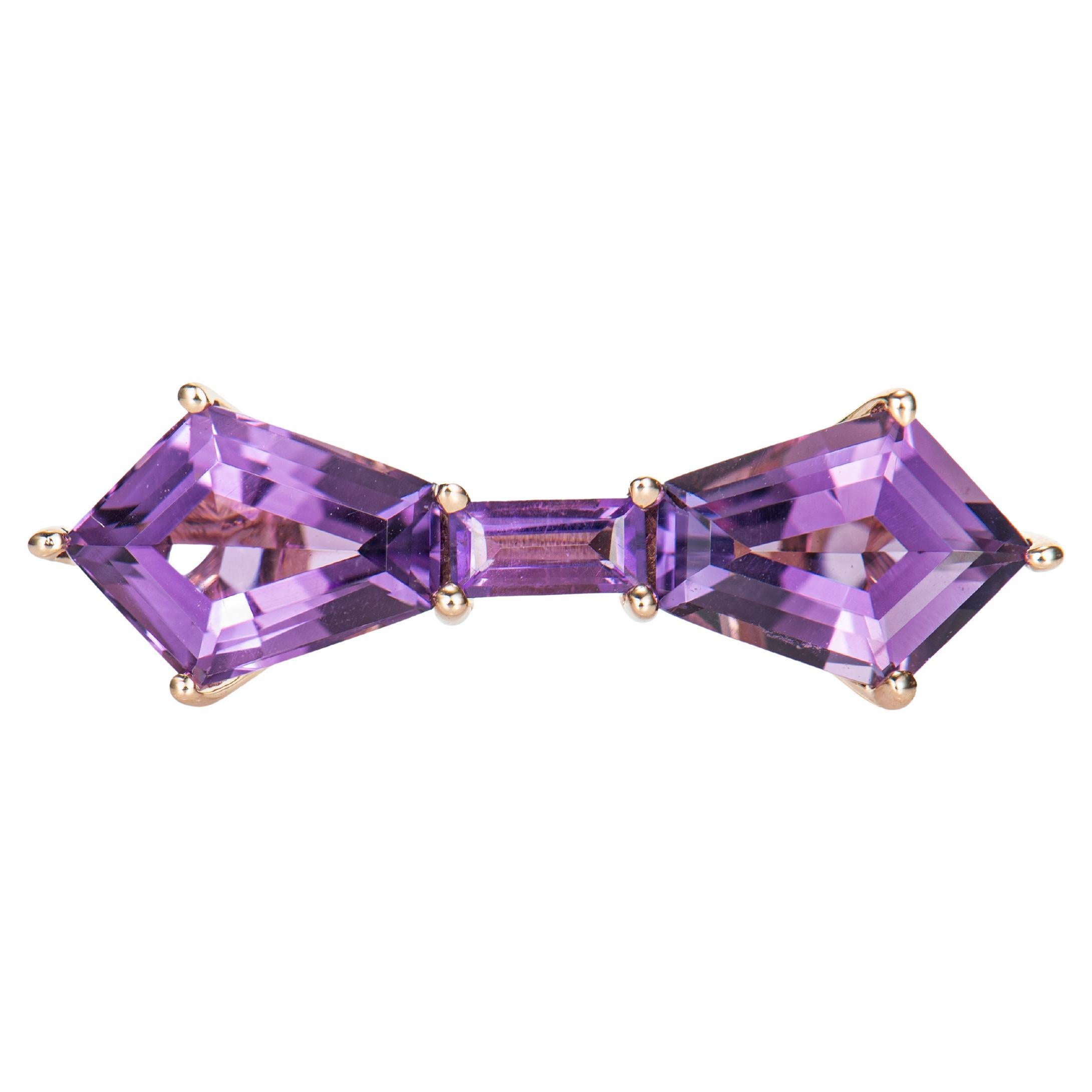 1.70 Carat Amethyst Fancy Ring in 14 Karat Rose Gold with Diamond. For Sale