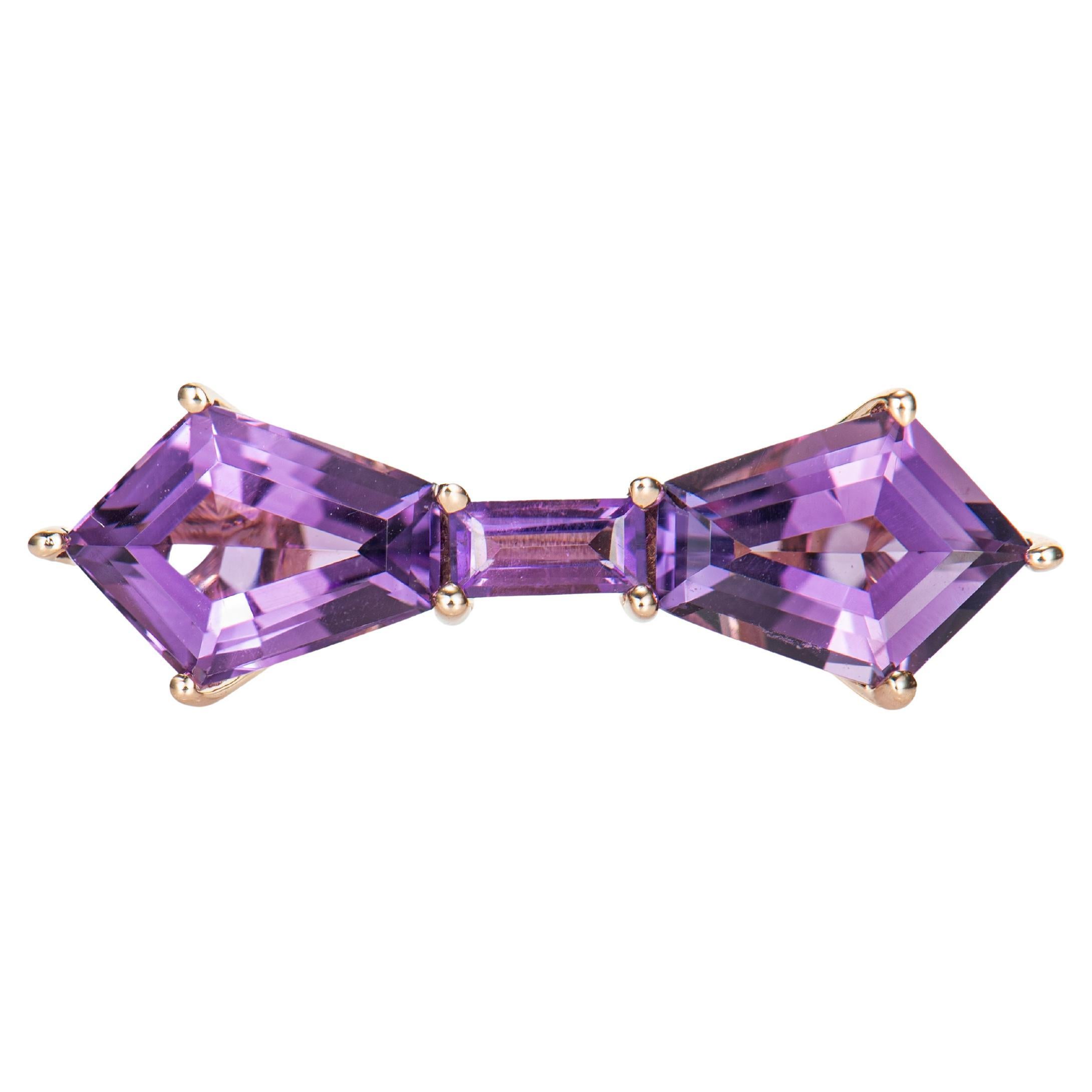Sunita Nahata Amethyst 1.70ct. Fancy Ring in 14 Karat Rose Gold with Diamond. For Sale