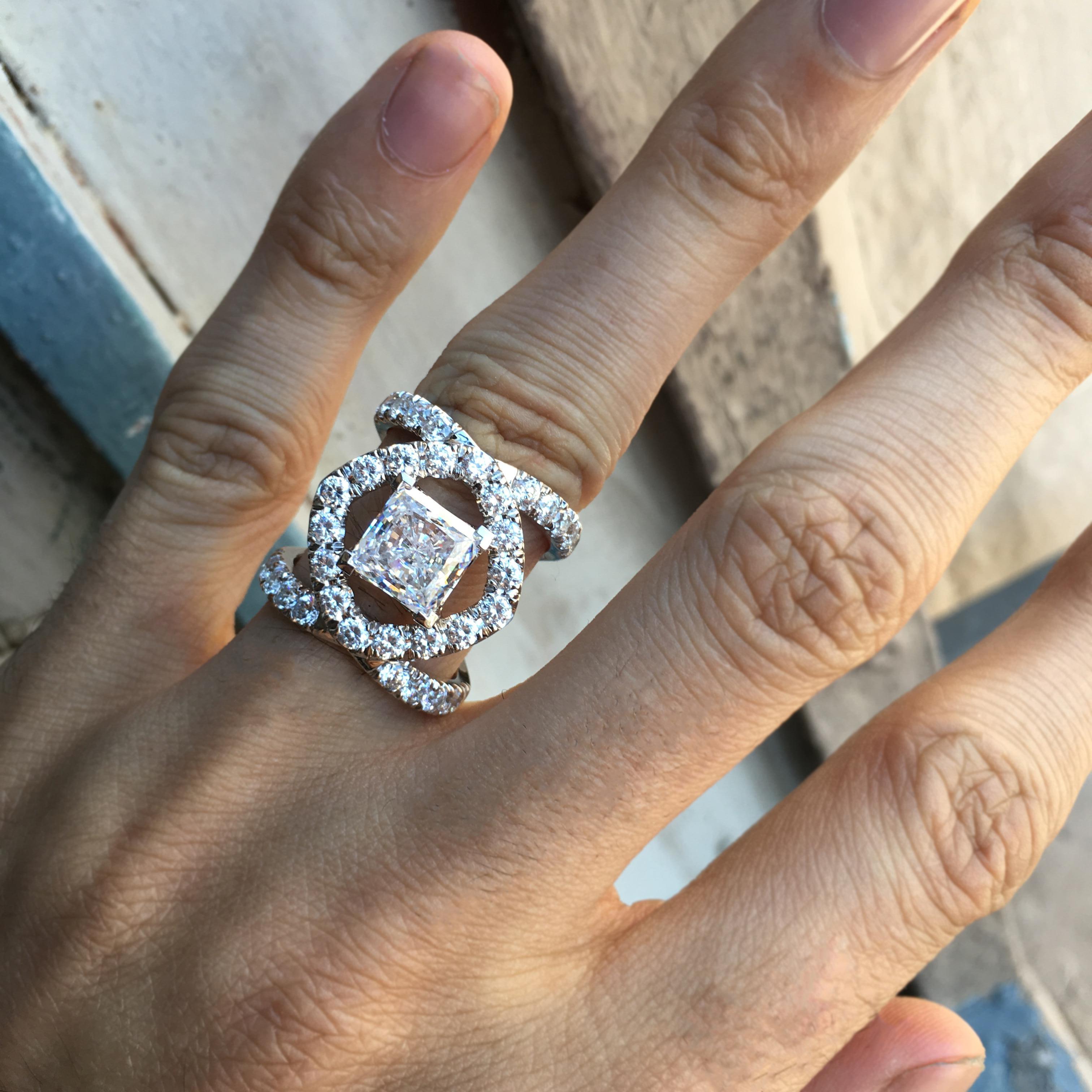 1.70 Carat Approximate Princess Diamond Ring, Ben Dannie In New Condition For Sale In West Hollywood, CA