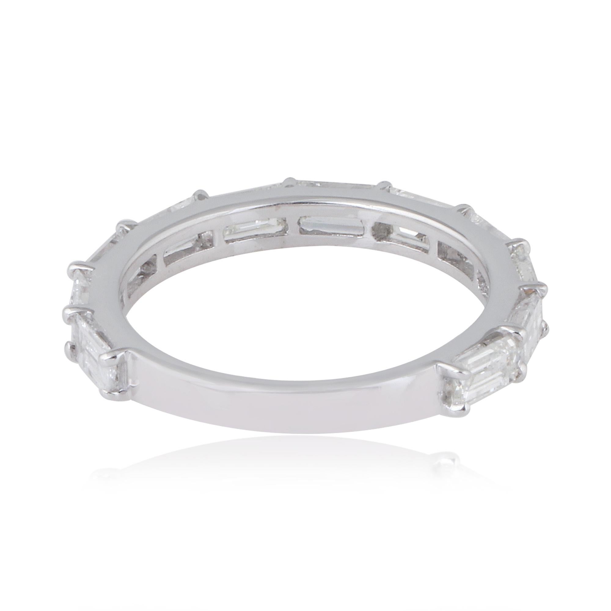 Modern 1.70 Carat Baguette Diamond Band Ring Solid 18 Karat White Gold Handmade Jewelry For Sale
