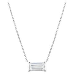 1.70 Carat Baguette Diamond Solitaire Pendant Necklace in Platinum