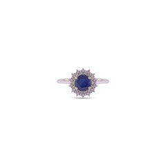 1.70 Carat Blue Sapphire and Diamond Ring in 18 Karat White Gold