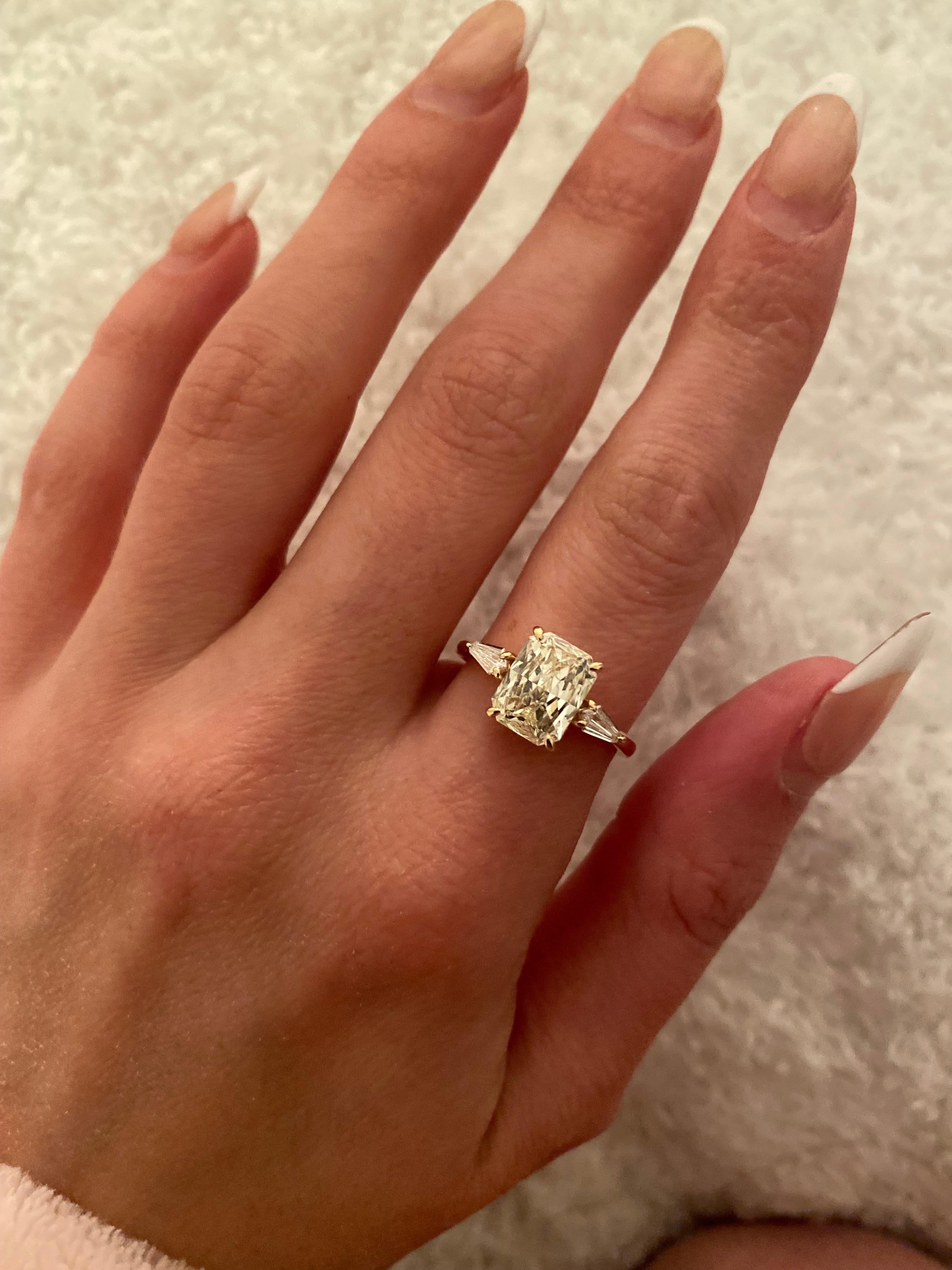 emerald cut champagne diamond ring