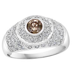 1.70 Carat Champagne & White Diamond Engagement Ring 14 Karat White Gold