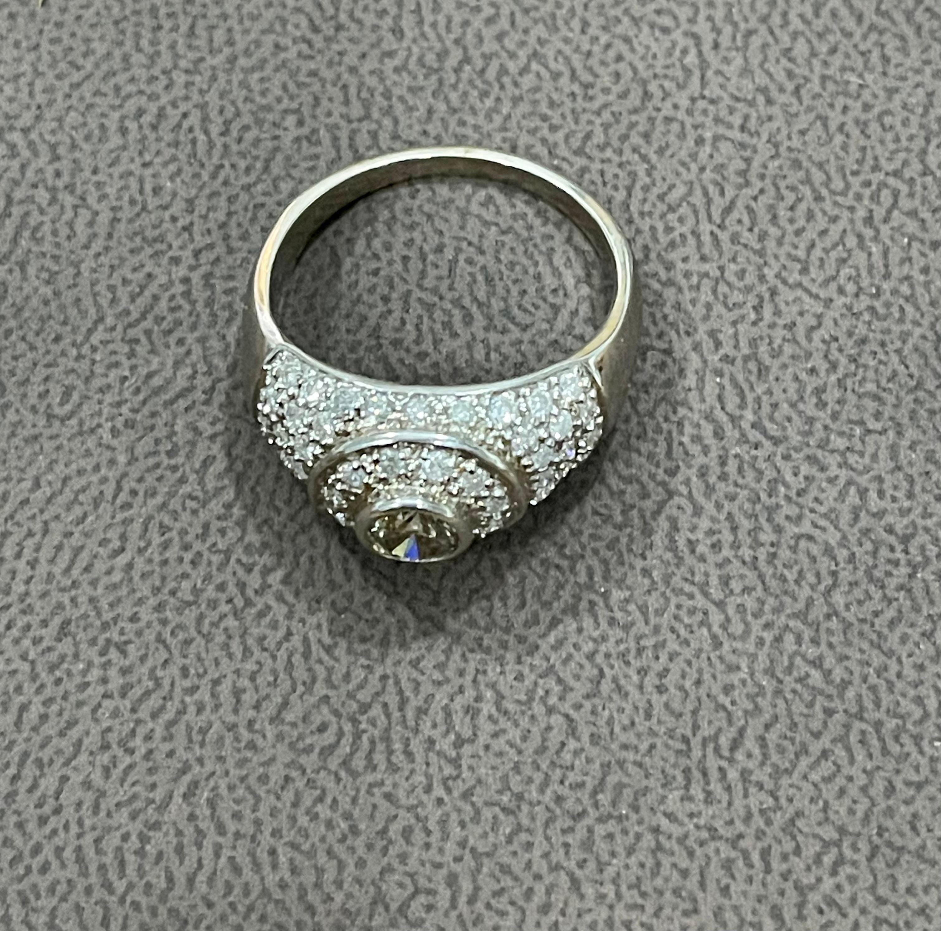 Women's 1.70 Carat Champagne & White Diamond Engagement Ring 14 Karat White Gold For Sale