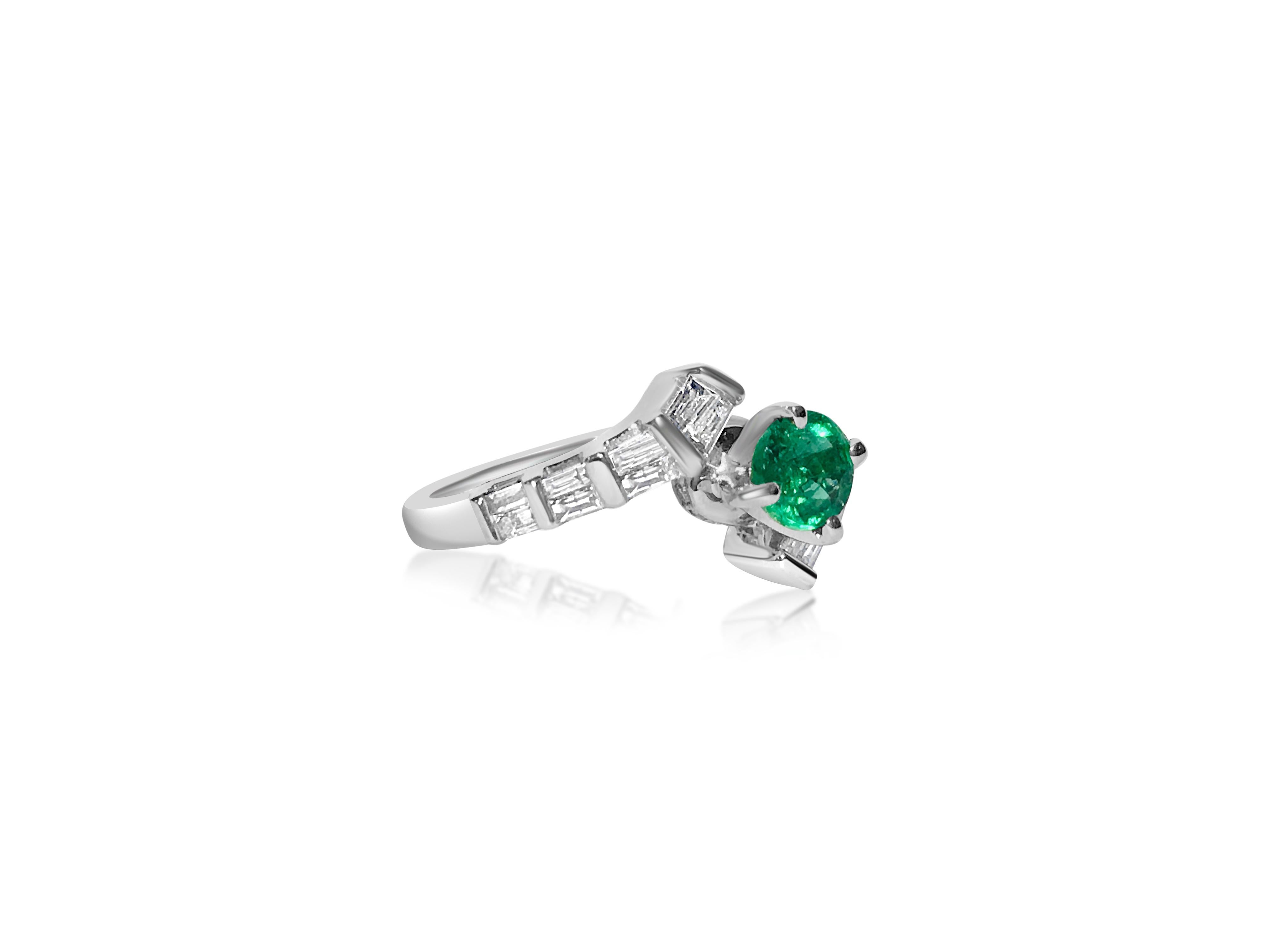 1.70 Carat Colombian Emerald Diamond Cocktail Engagement Ring In Excellent Condition For Sale In Miami, FL