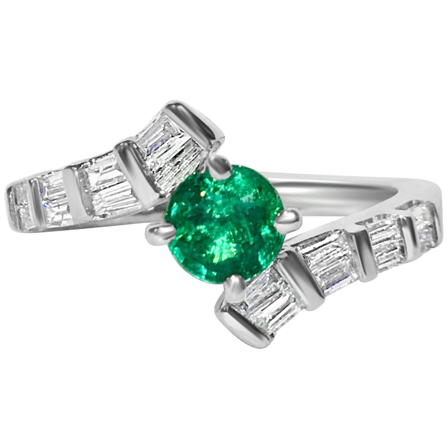1.70 Carat Colombian Emerald Diamond Cocktail Engagement Ring For Sale