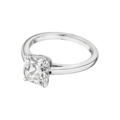 Bague de fiançailles en platine avec diamant brillant taille coussin de 1,70 carat