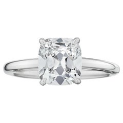 1.70 Carat Cushion Brilliant Diamond Platinum Engagement Ring