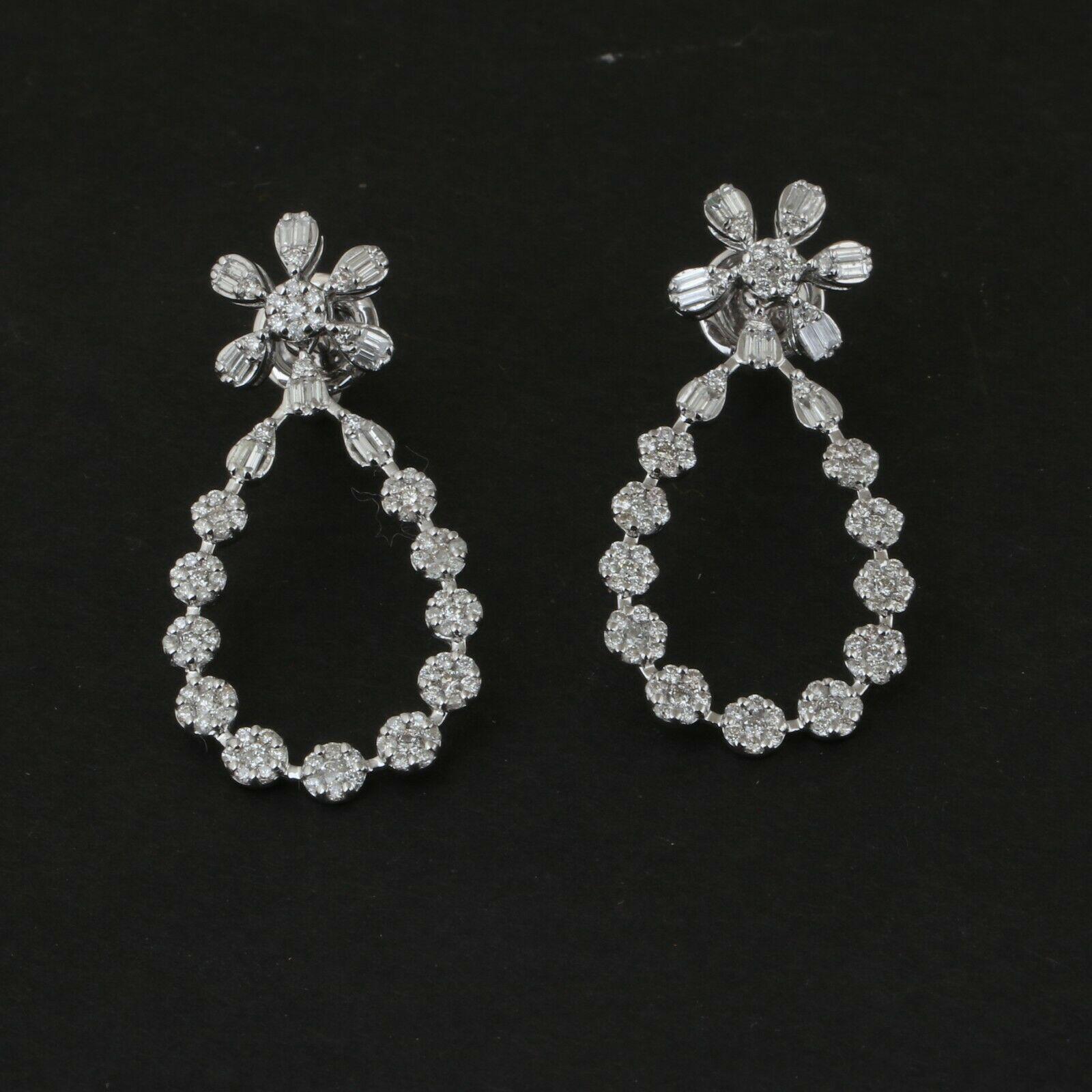 1.70 Carat Diamond 14 Karat Gold Drop Earrings In New Condition For Sale In Hoffman Estate, IL