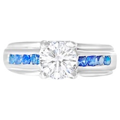 1.70 Carat Diamond and Blue Sapphire 18K Cocktail Ring