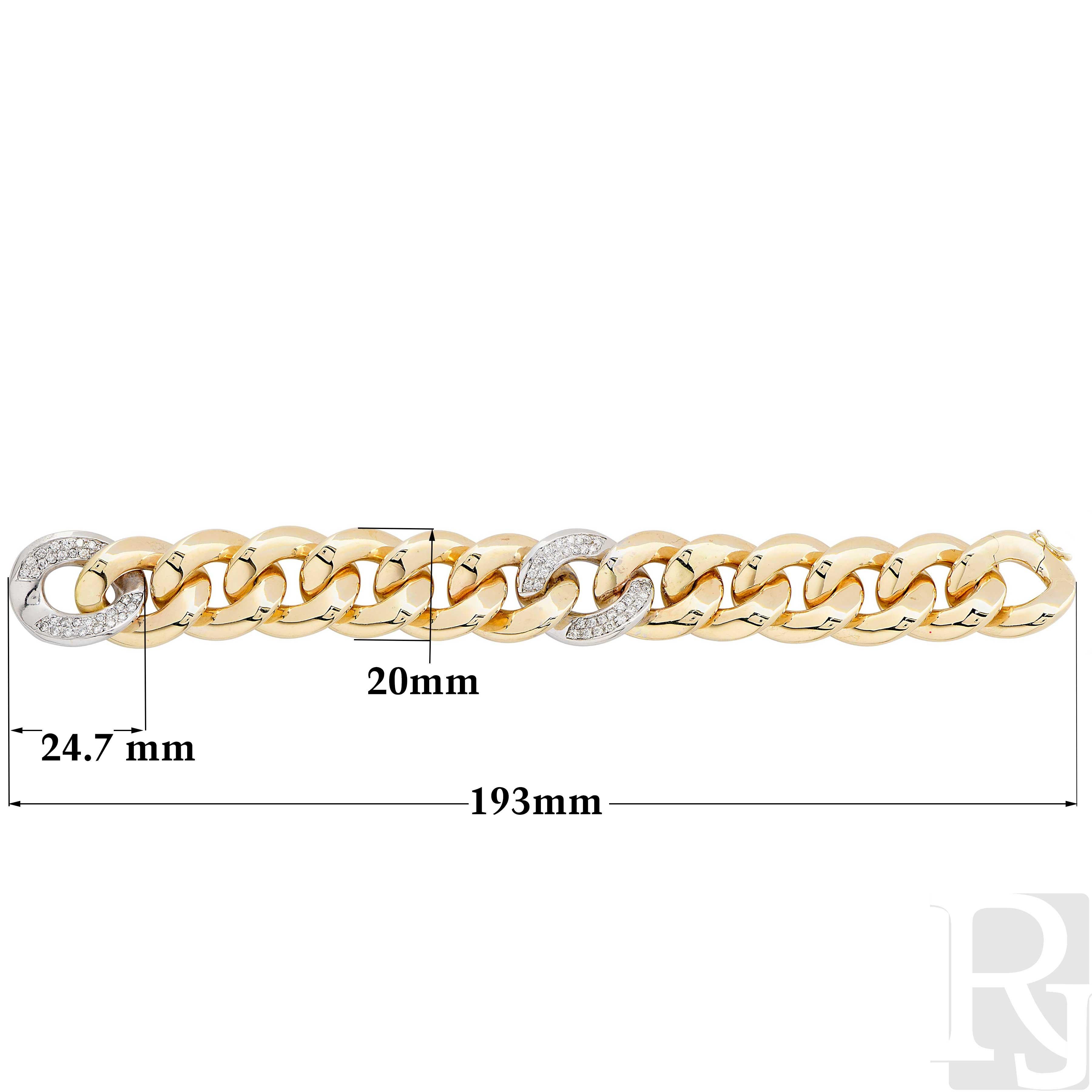 Round Cut 1.70 Carat Diamond and Yellow Gold Link Bracelet
