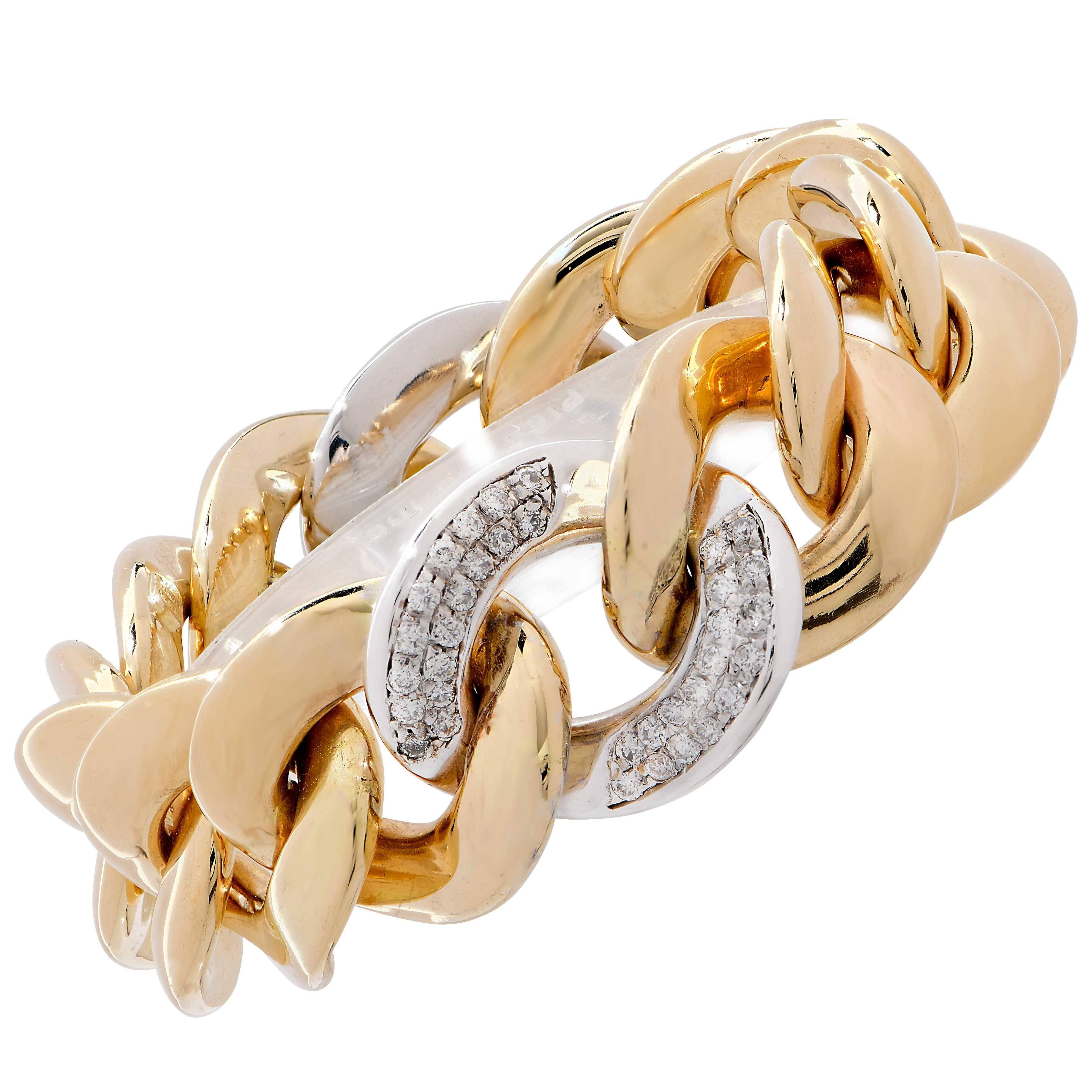1.70 Carat Diamond and Yellow Gold Link Bracelet