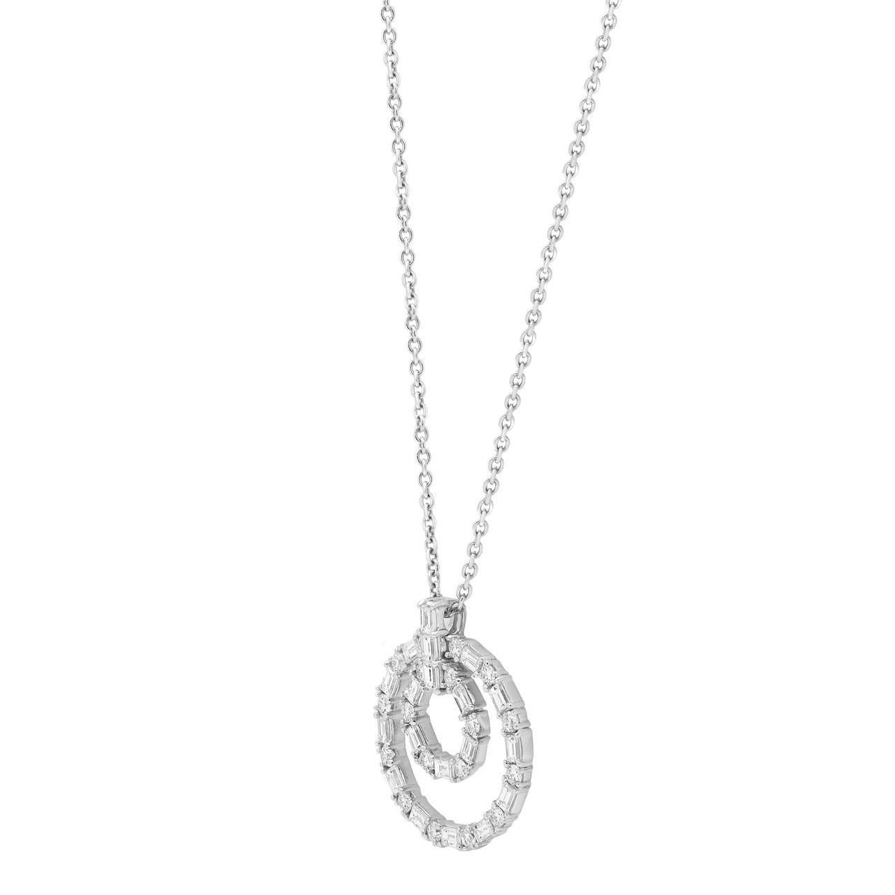 Introducing our irresistibly chic 1.73 Carat Diamond Circle Pendant Necklace in 18K White Gold. This necklace is a true embodiment of elegance and sophistication. Crafted with meticulous attention to detail, the delicate pendant features a small