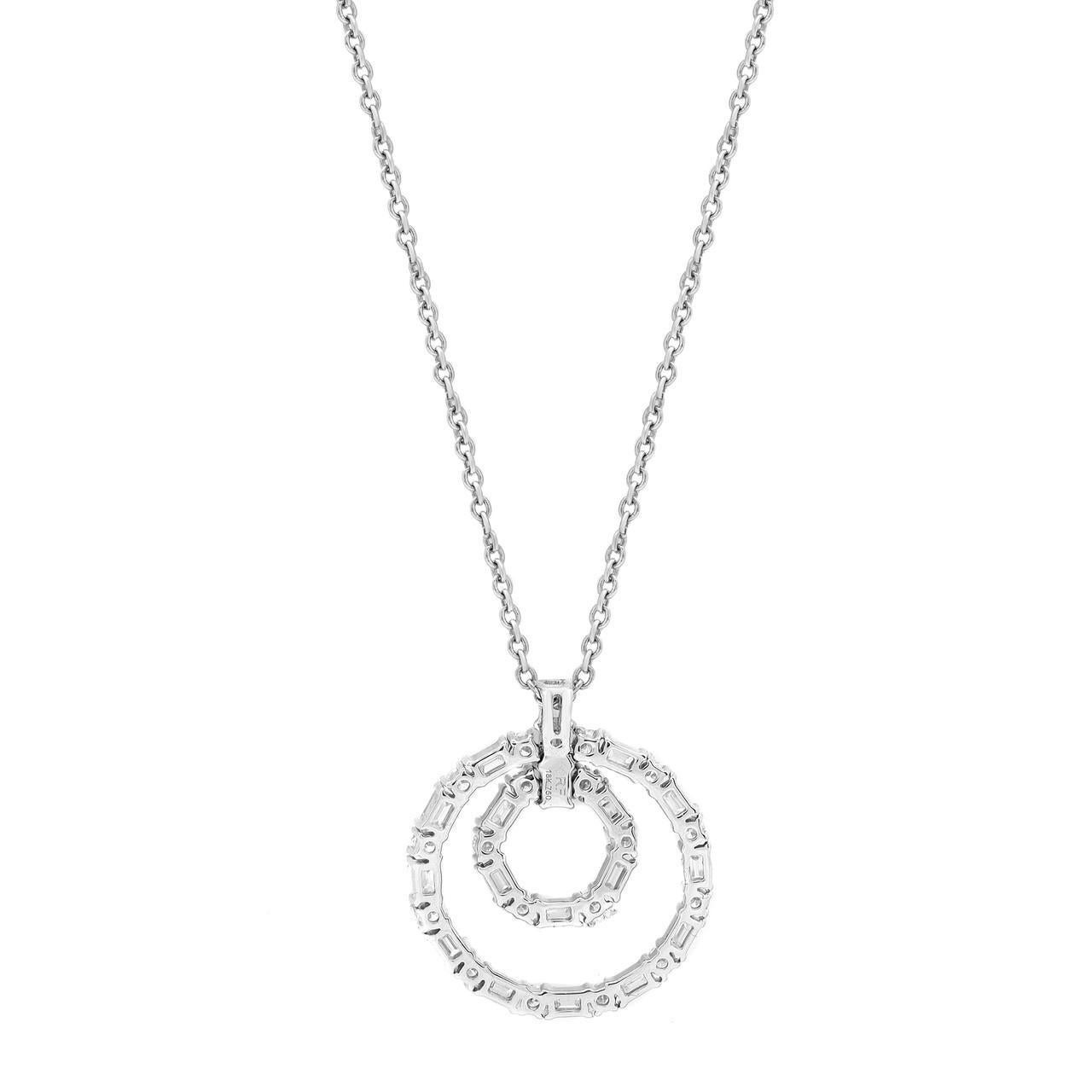 Modern 1.73 Carat Diamond Circle Pendant Necklace in 18K White Gold For Sale