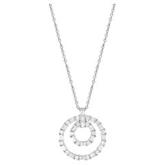 1.73 Carat Diamond Circle Pendant Necklace in 18K White Gold