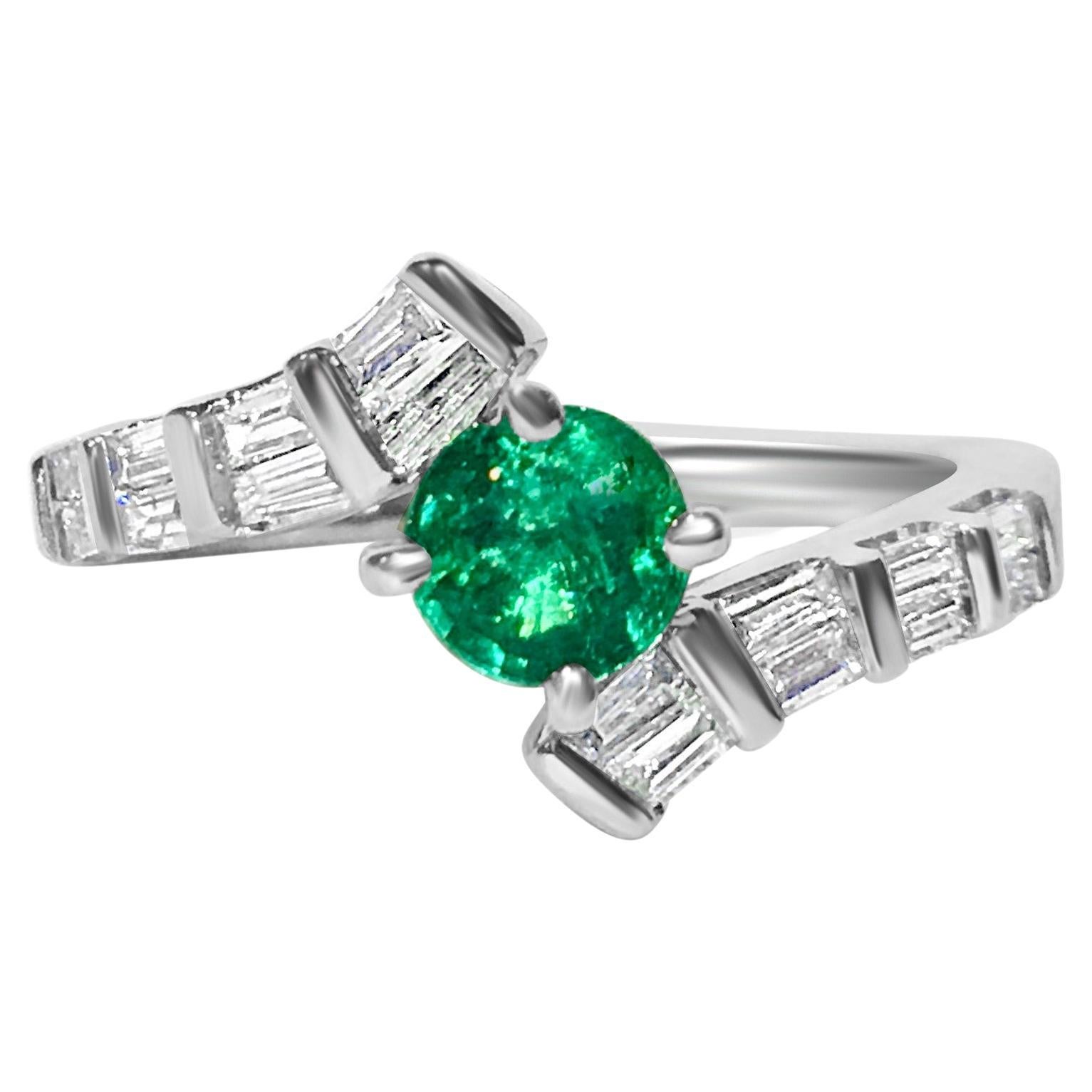1.70 Carat Diamond & Colombian Emerald Ring in 14K Gold.