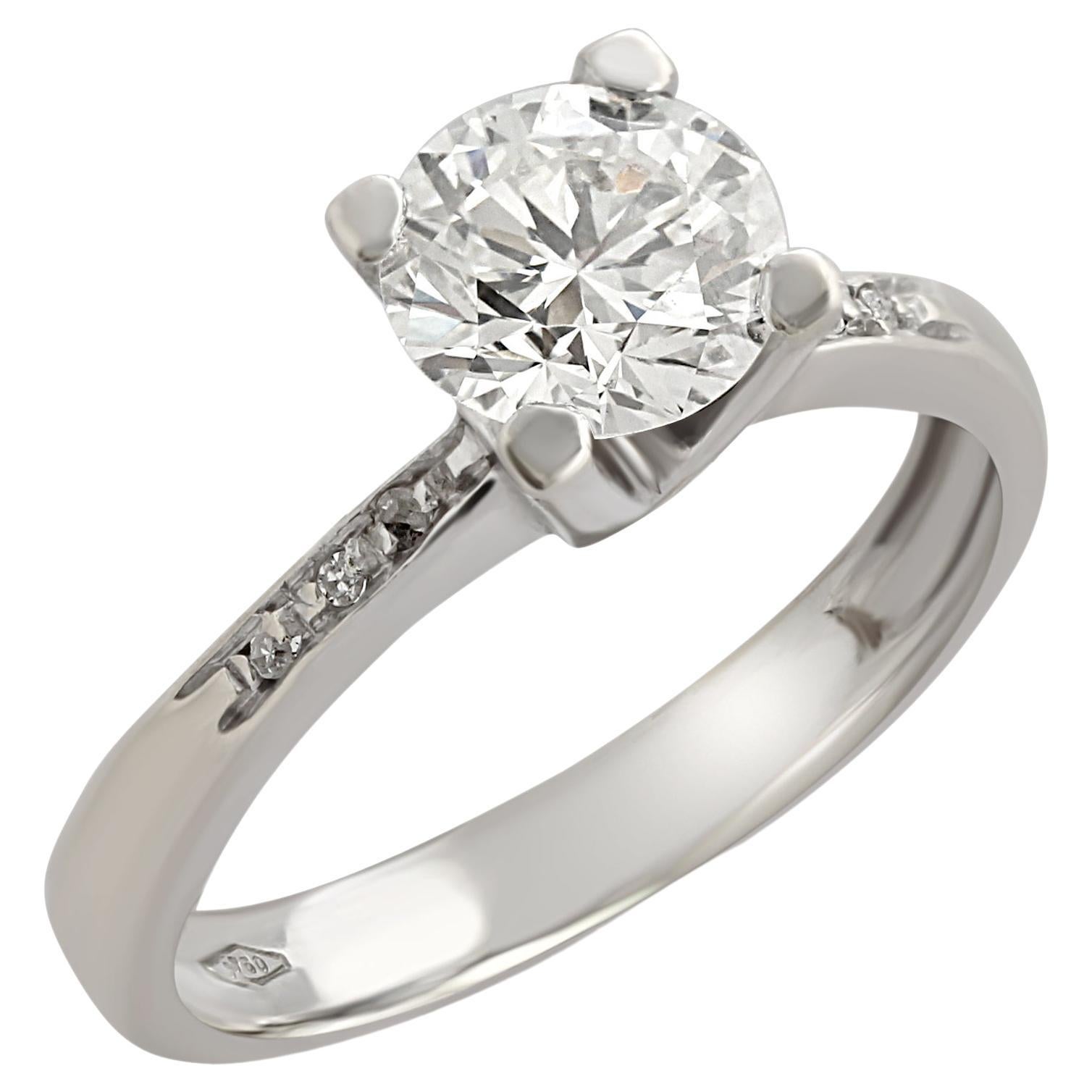 1.70 Carat Diamond Engagement Ring in White Gold  For Sale