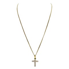 1.70 Carat Diamond Set Cross on 18-Carat Gold Chain