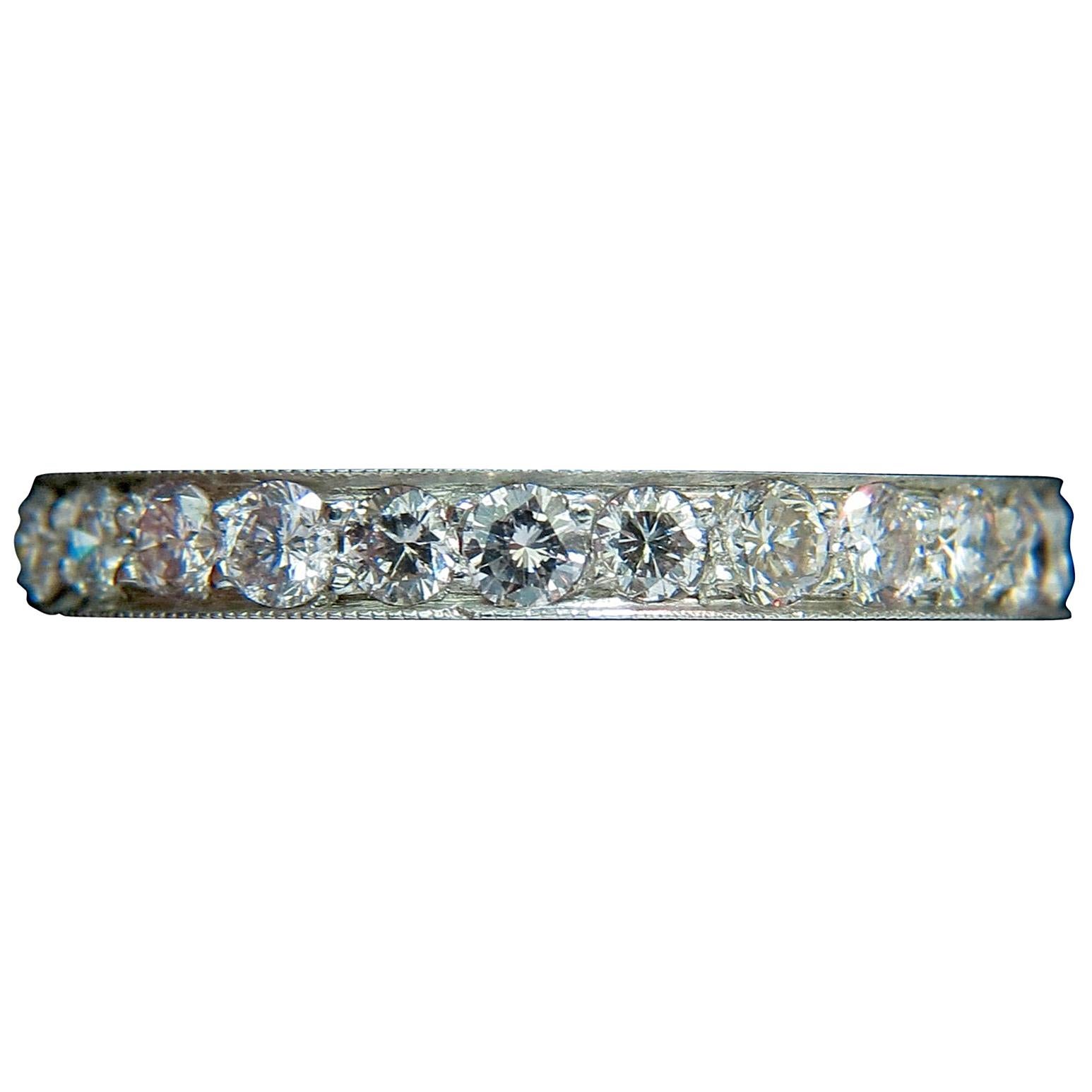 1.70 Carat Diamonds Eternity Ring 14 Karat F /SI Full Cuts For Sale