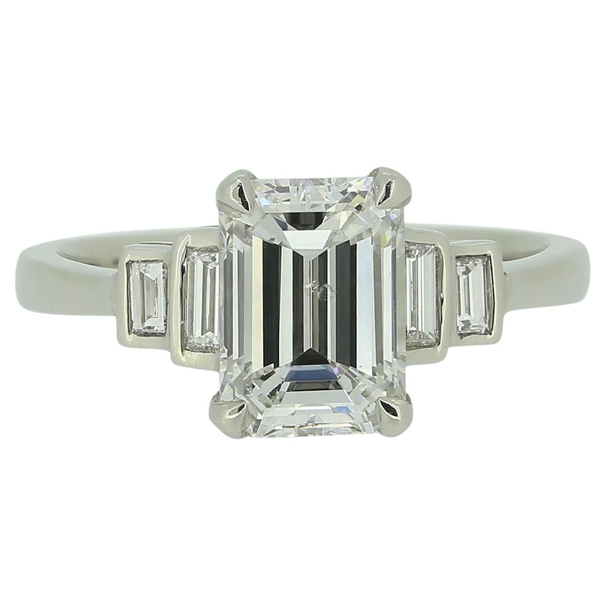 1.70 Carat Emerald Cut Diamond Ring