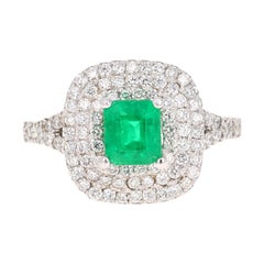 1.70 Carat Emerald Diamond 14 Karat White Gold Engagement Ring