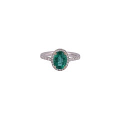 1.70 Carat Zambian Emerald & Diamond Ring Studded in 18k White Gold