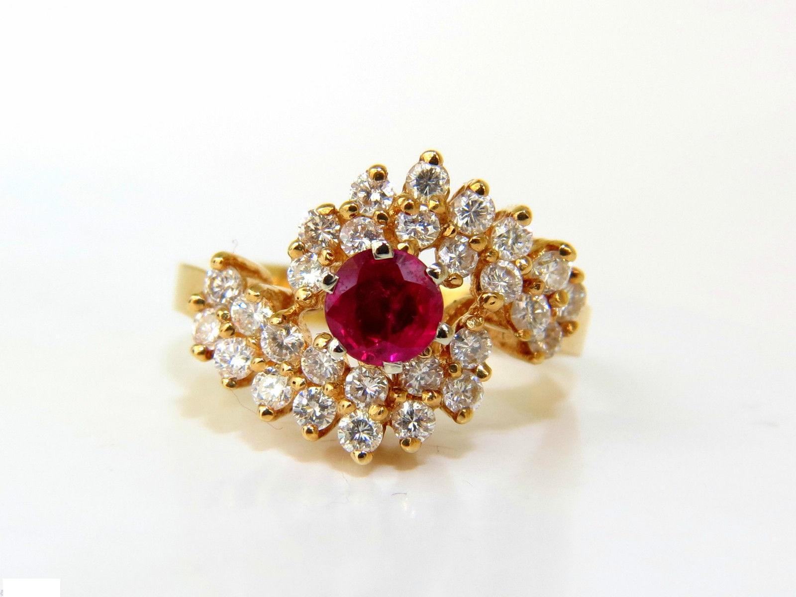 1.70 Carat Fine Gem Natural Ruby Diamond Cocktail Ring In New Condition In New York, NY