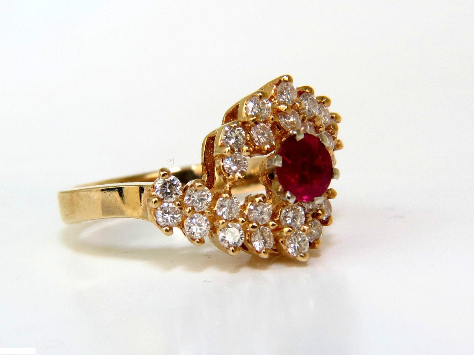 Women's or Men's 1.70 Carat Fine Gem Natural Ruby Diamond Cocktail Ring