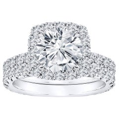 1,70 ct. tw. Halo Design Diamant-Ehering-Set