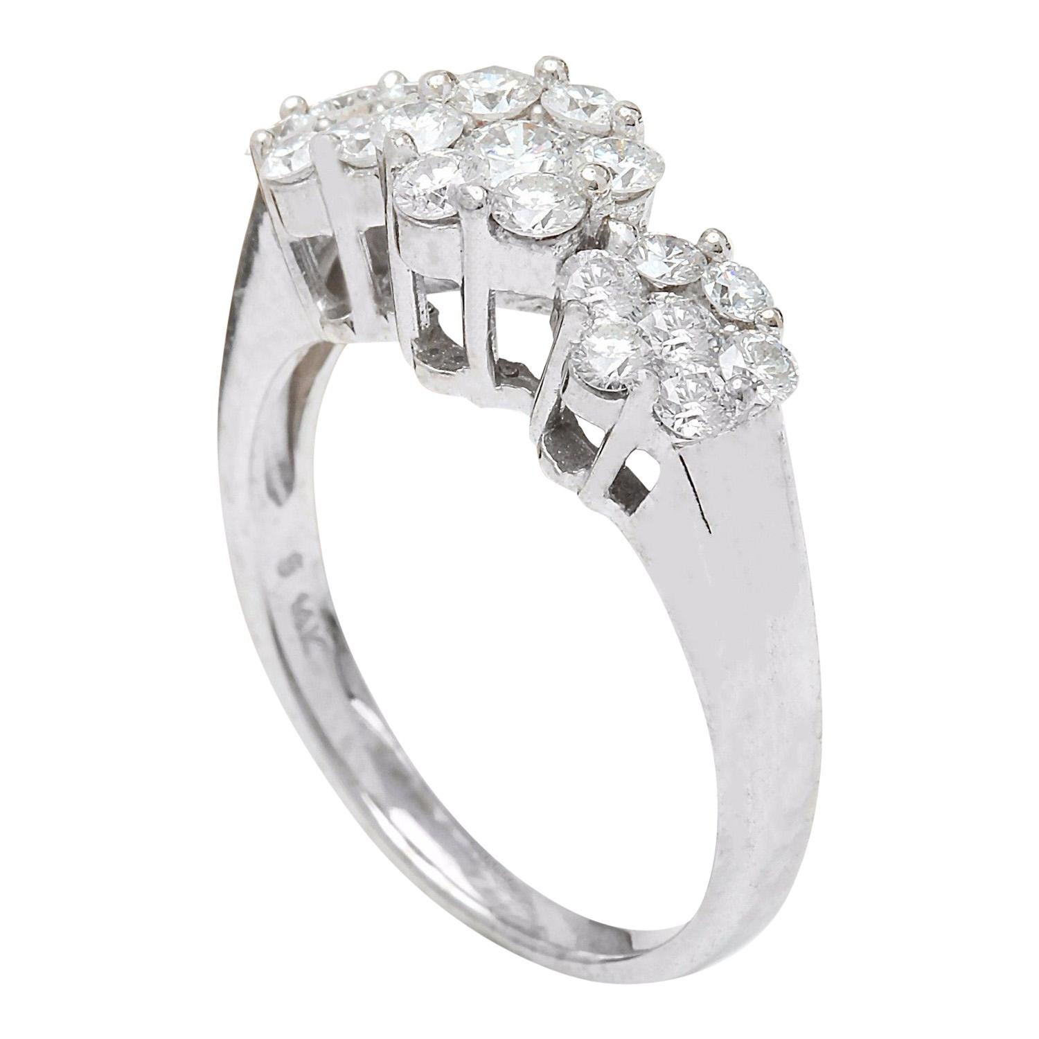 Natural Diamond 14 Karat Solid White Gold Ring In New Condition For Sale In Los Angeles, CA