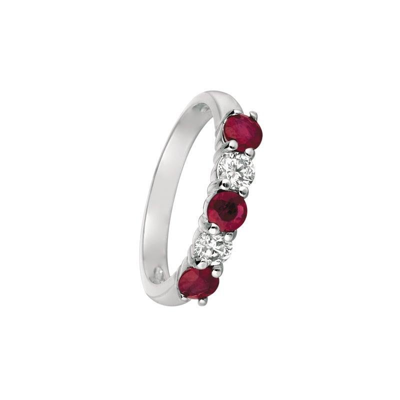 For Sale:  1.70 Carat Natural Diamond and Ruby Ring Band 14 Karat White Gold 2
