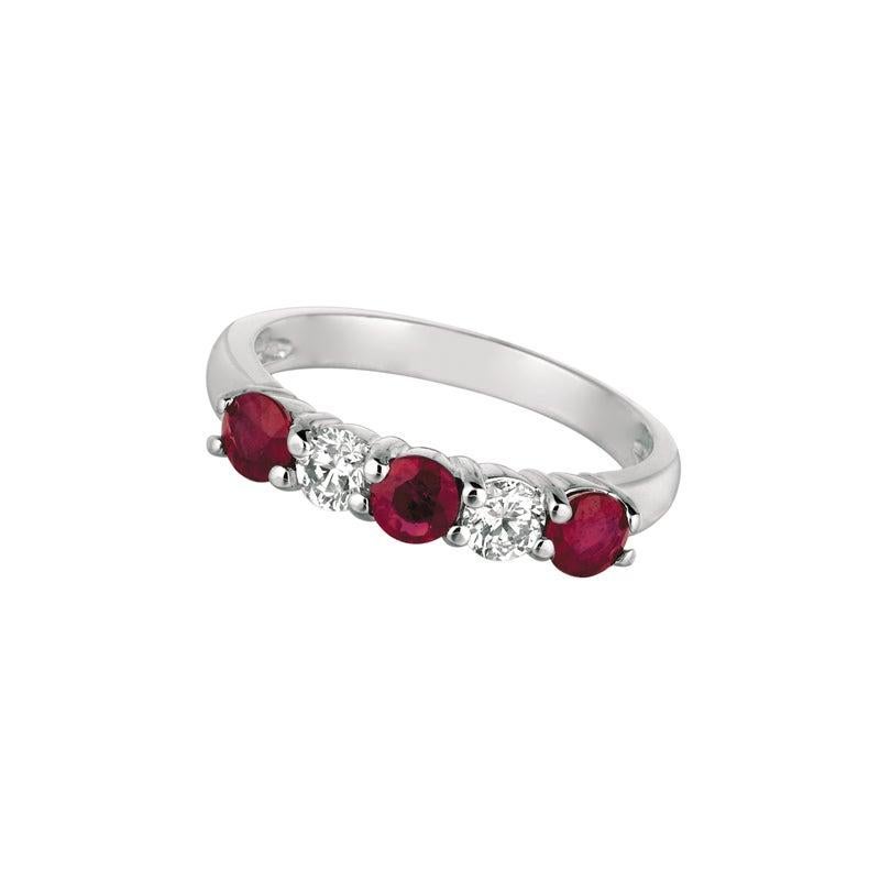 For Sale:  1.70 Carat Natural Diamond and Ruby Ring Band 14 Karat White Gold 3