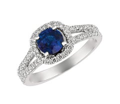 1.70 Carat Natural Diamond and Sapphire Ring 14 Karat White Gold