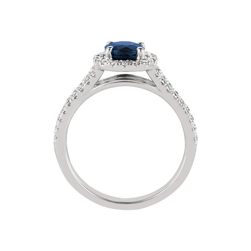 For Sale:  1.70 Carat Natural Diamond and Sapphire Ring 14 Karat White Gold 3