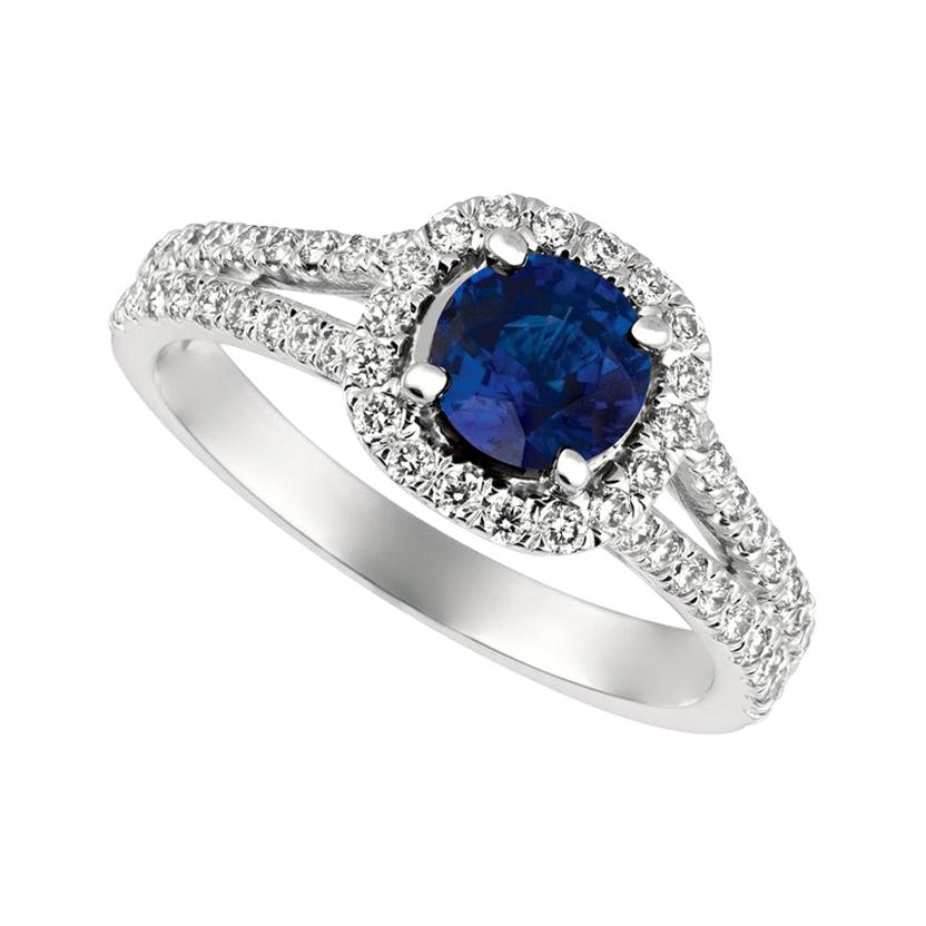 For Sale:  1.70 Carat Natural Diamond and Sapphire Ring 14 Karat White Gold