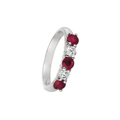 1.70 Carat Natural Diamond and Ruby Ring Band 14 Karat White Gold