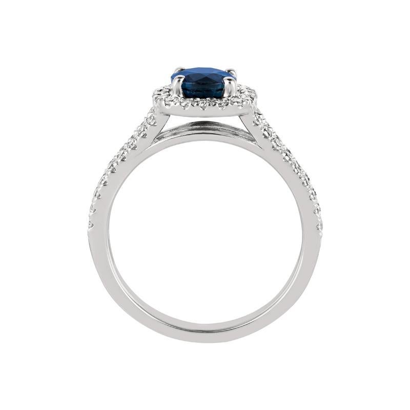 1,70 Karat natürlicher Diamant und Saphir Ring 14 Karat Weißgold (Zeitgenössisch) im Angebot