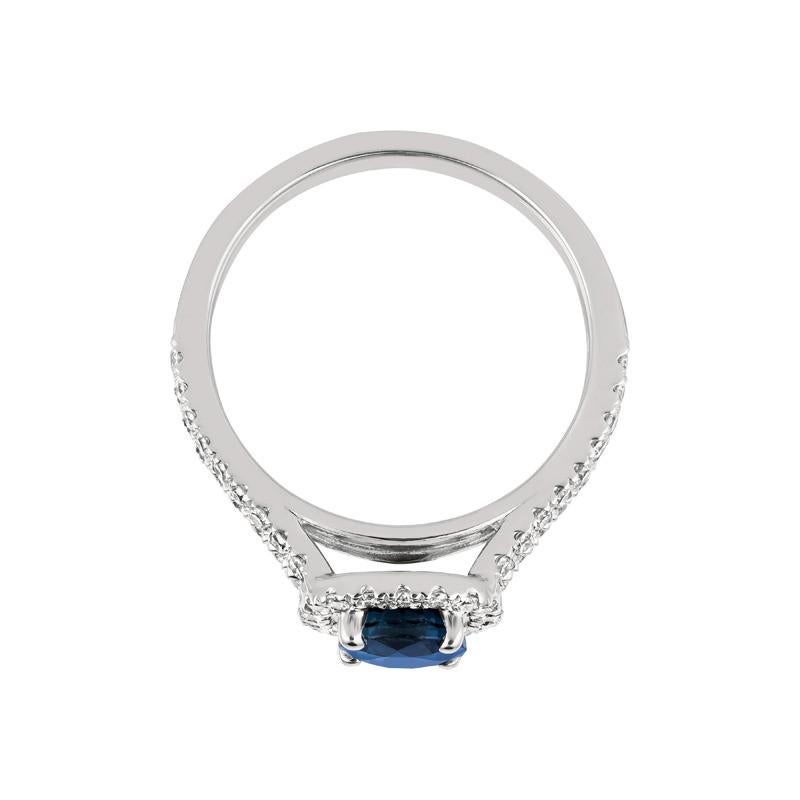 1,70 Karat natürlicher Diamant und Saphir Ring 14 Karat Weißgold (Rundschliff) im Angebot