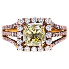 Bague solitaire en diamant jaune clair fantaisie naturel certifié IGI de 1,70 carat