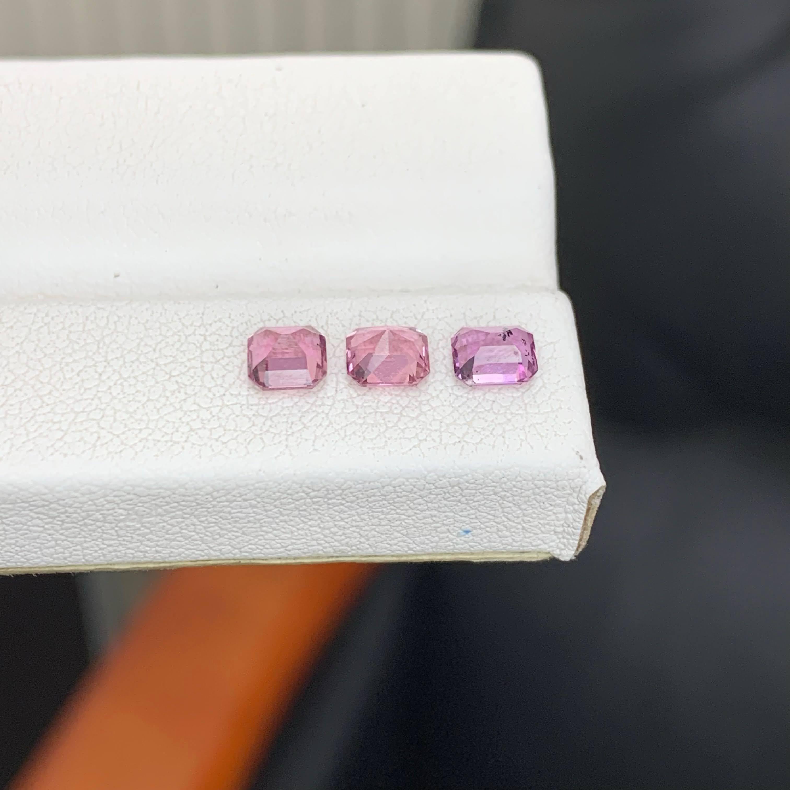 1,70 Karat Natürliche Lose 3 Stück Rosa Spinell Lot Prinzessinnenschliff aus Tadschikistan im Angebot 4