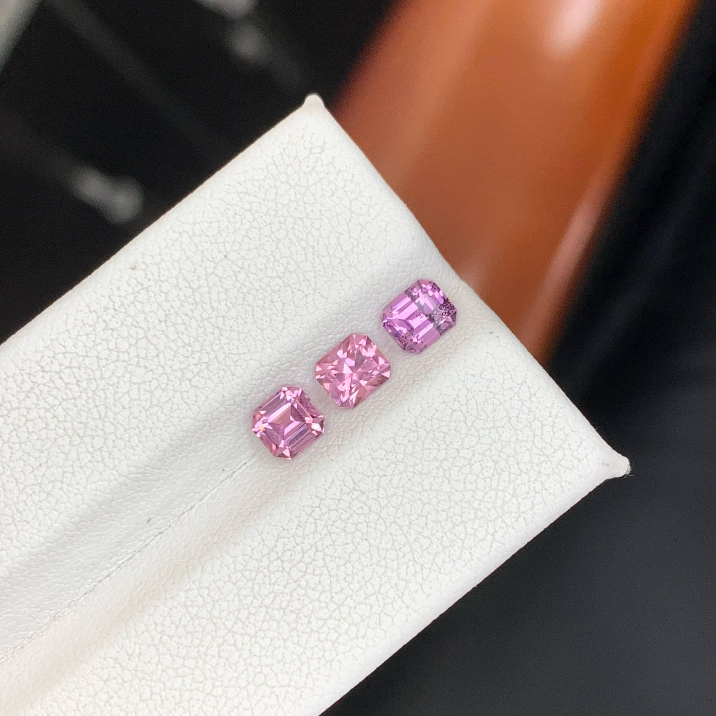 1,70 Karat Natürliche Lose 3 Stück Rosa Spinell Lot Prinzessinnenschliff aus Tadschikistan im Angebot 5