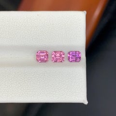 1.70 Carat Natural Loose 3 Piece Pink Spinel Lot Princess Cut From Tajikistan